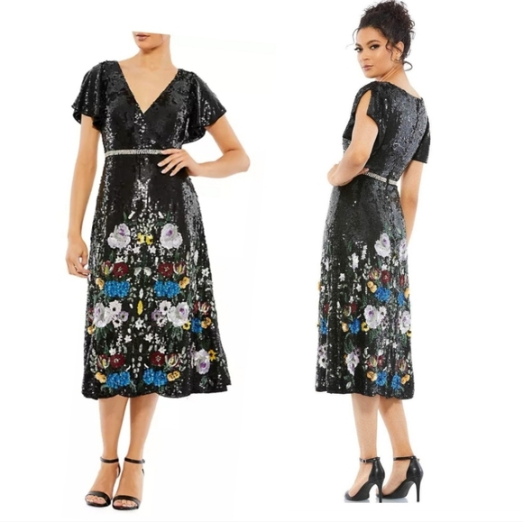Mac Duggal 93594 - Floral Sequin A-Line Cocktail Dress SZ 12 NWOT